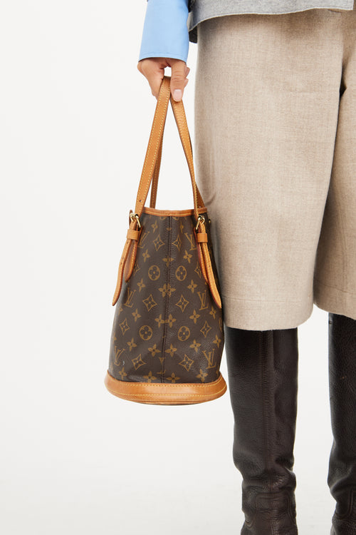 Louis Vuitton 1993 Brown Monogram Petit Bucket Bag