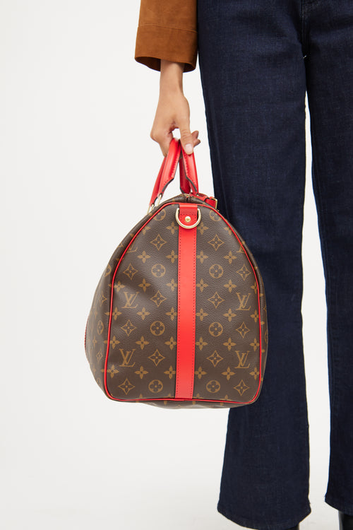 Louis Vuitton Brown 
Red Monogram Keepall Bandouliere 50 Bag