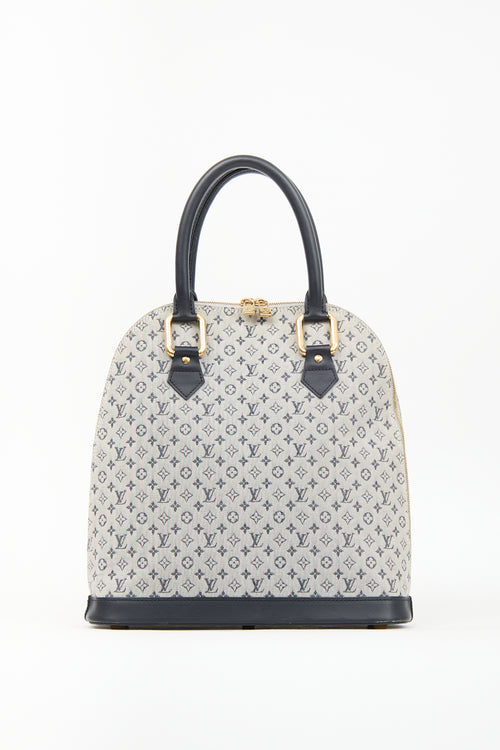 Louis Vuitton Navy 
Grey Mini Monogram Canvas Alma Haut Bag