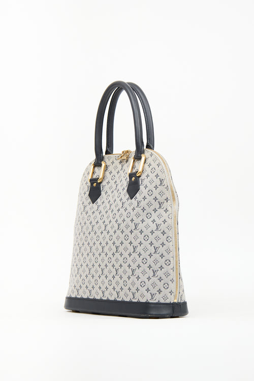 Louis Vuitton Navy 
Grey Mini Monogram Canvas Alma Haut Bag