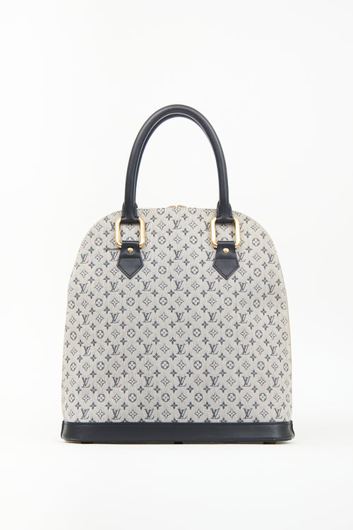 Louis Vuitton Navy 
Grey Mini Monogram Canvas Alma Haut Bag