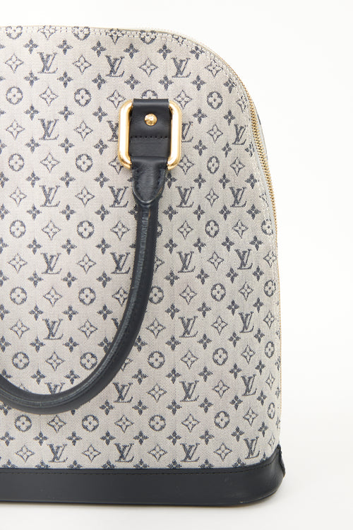 Louis Vuitton Navy 
Grey Mini Monogram Canvas Alma Haut Bag