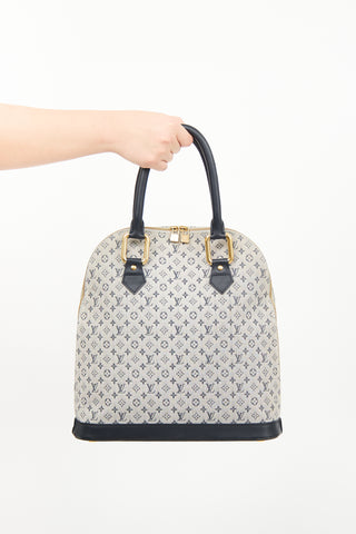 Louis Vuitton Navy 
Grey Mini Monogram Canvas Alma Haut Bag