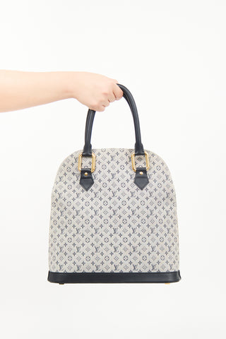 Louis Vuitton Navy 
Grey Mini Monogram Canvas Alma Haut Bag