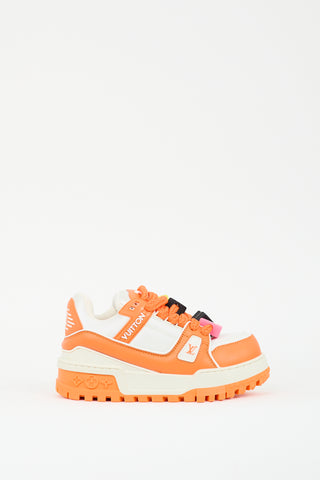 Louis Vuitton Orange 
White Leather 
Rubber Maxi Trainer Platform Sneaker