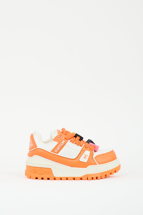 Louis Vuitton Orange 
White Leather 
Rubber Maxi Trainer Platform Sneaker