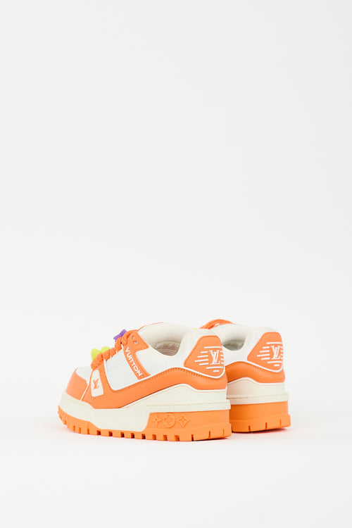 Louis Vuitton Orange 
White Leather 
Rubber Maxi Trainer Platform Sneaker