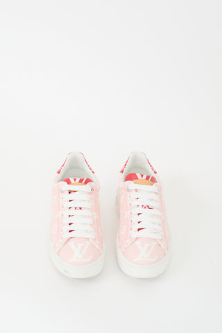 Louis Vuitton Pink 
Red Monogram Time Out Sneaker