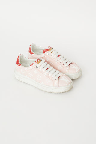 Louis Vuitton Pink 
White Time Out Monogram Sneaker