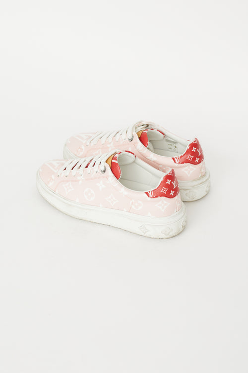 Louis Vuitton Pink 
White Time Out Monogram Sneaker