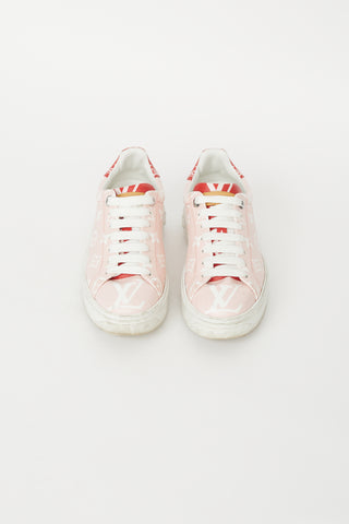 Louis Vuitton Pink 
White Time Out Monogram Sneaker