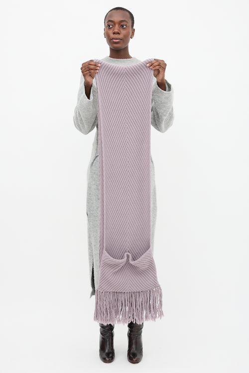 Louis Vuitton Purple Wool Knit Fringe Scarf