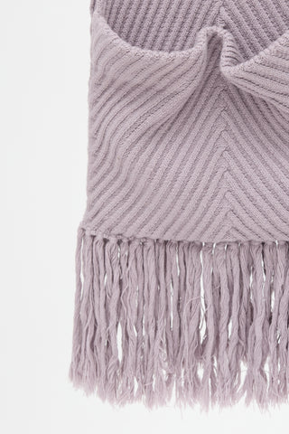 Louis Vuitton Purple Wool Knit Fringe Scarf