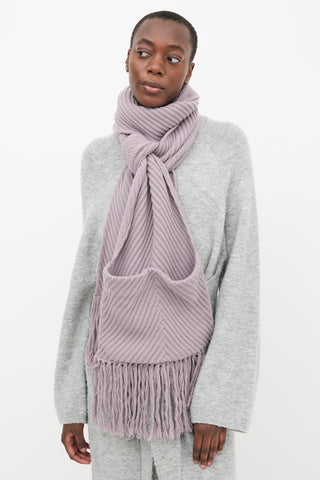 Louis Vuitton Purple Wool Knit Fringe Scarf