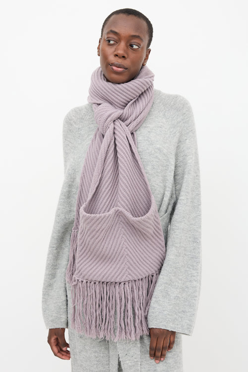 Louis Vuitton Purple Wool Knit Fringe Scarf