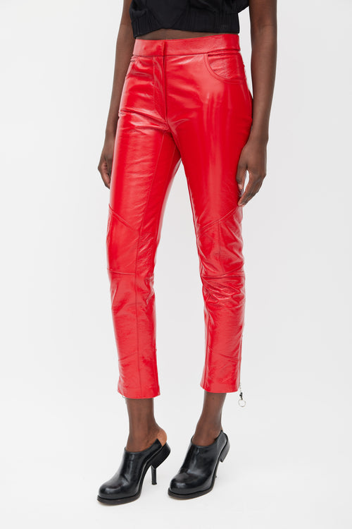 Louis Vuitton Red Patent Leather Slim Trouser