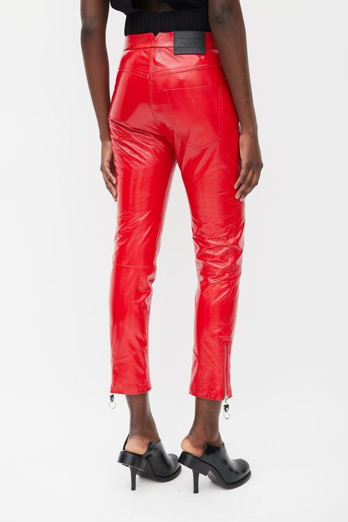 Louis Vuitton Red Patent Leather Slim Trouser