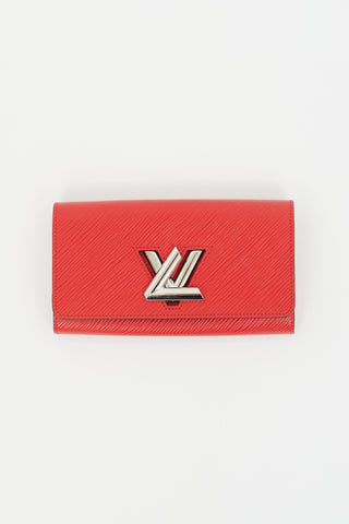 Louis Vuitton Red Epi Leather Twist Lock Wallet