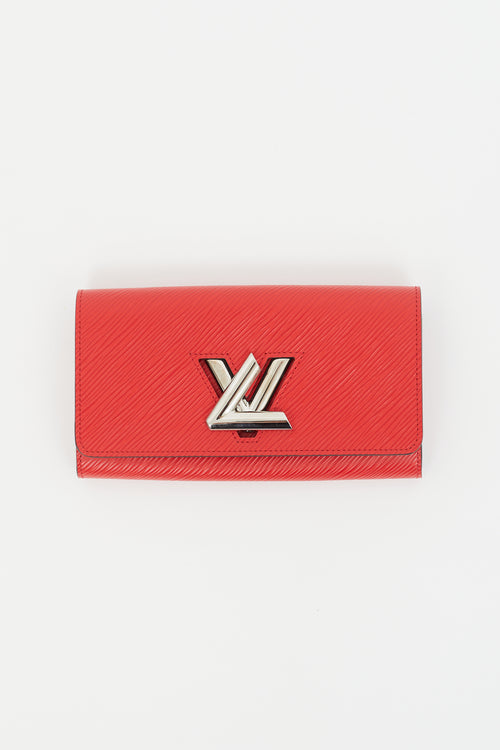 Louis Vuitton Red Epi Leather Twist Lock Wallet