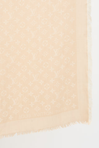 Louis Vuitton Silk 
Wool Monogram Fringe Scarf