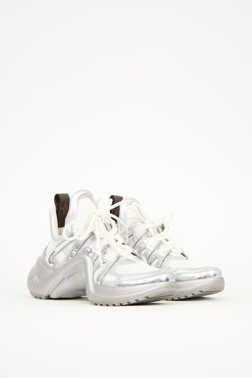 Louis Vuitton White 
Silver Archlight Sneaker