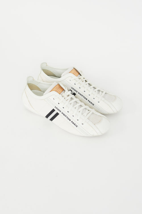 Louis Vuitton White Suede 
Canvas Logo Sneaker