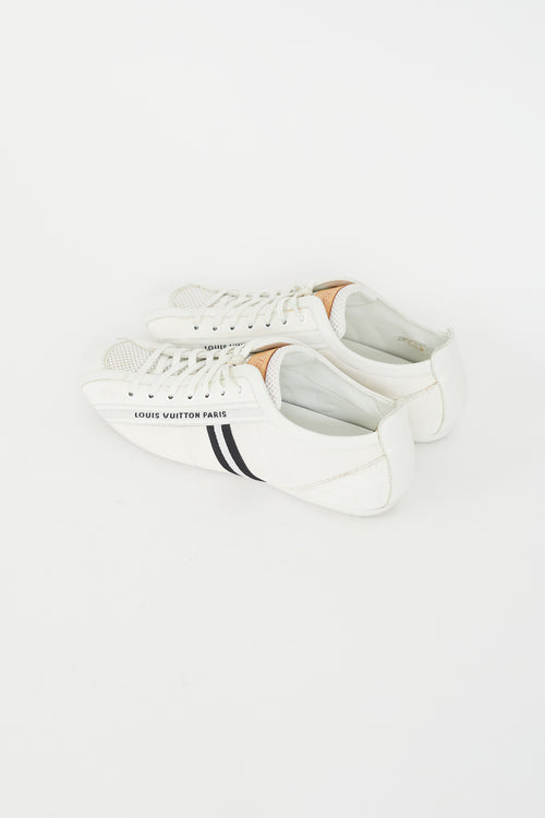 Louis Vuitton White Suede 
Canvas Logo Sneaker