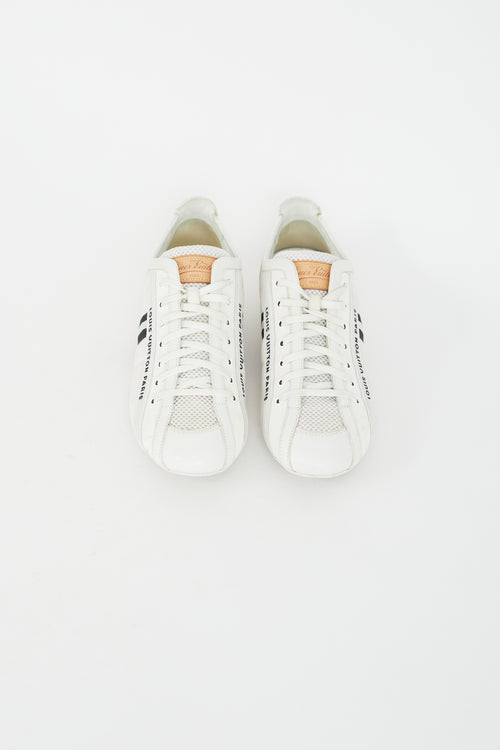 Louis Vuitton White Suede 
Canvas Logo Sneaker