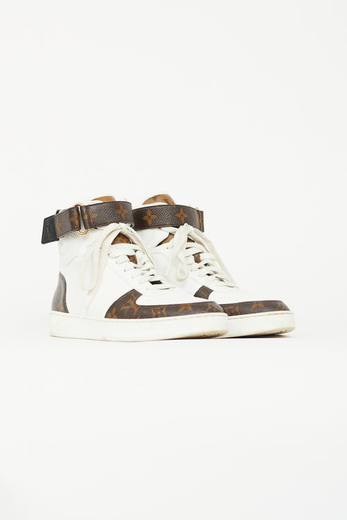 Louis Vuitton White 
Brown Monogram Boombox Sneaker