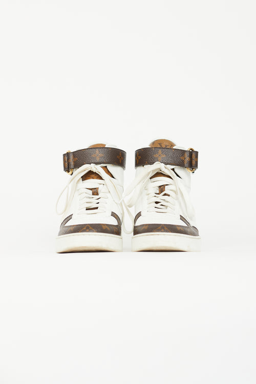 Louis Vuitton White 
Brown Monogram Boombox Sneaker