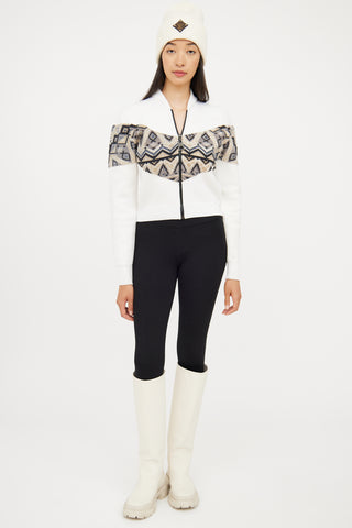 Louis Vuitton White Zip Wool Long Sleeve Top