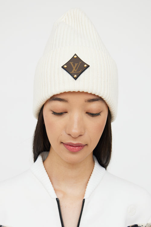 Louis Vuitton Cream Wool Logo Beanie