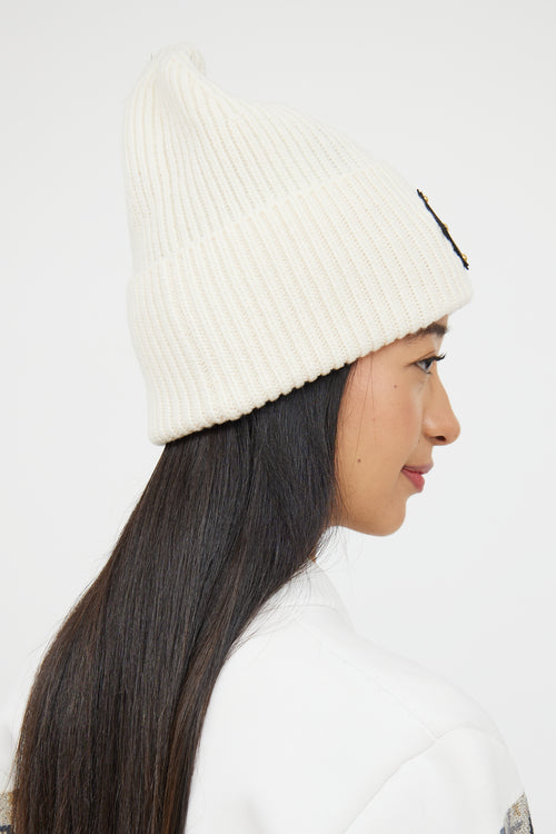 Louis Vuitton Cream Wool Logo Beanie