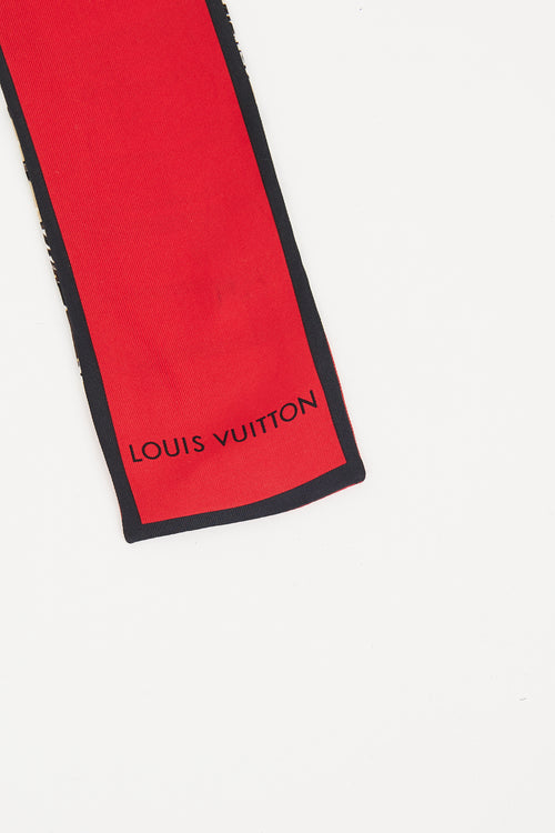 Louis Vuitton Red Trunks Silk Bandeau Scarf