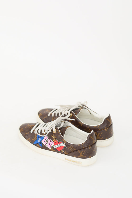 Louis Vuitton Brown Monogram Black Hearts Sneaker