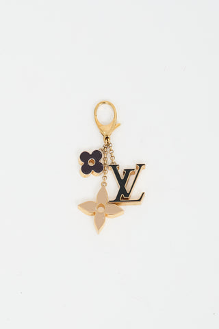 Louis Vuitton Silver Metal LV Initials Keychain