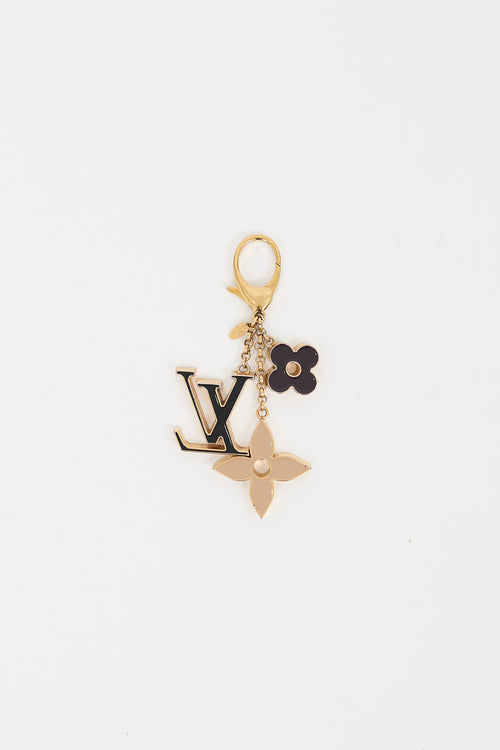 Louis Vuitton Silver Metal LV Initials Keychain