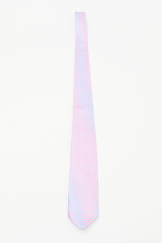 Louis Vuitton Pink 
Blue Silk Geometric Tie