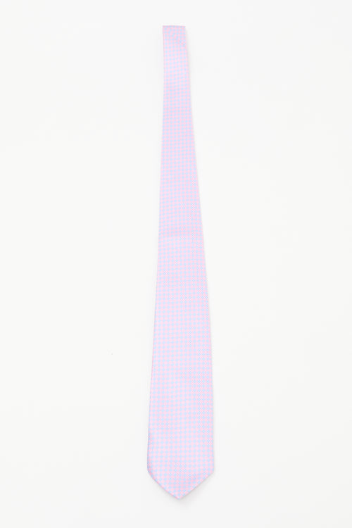 Louis Vuitton Pink 
Blue Silk Geometric Tie