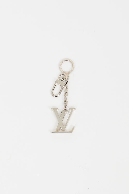 Louis Vuitton Silver Metal LV Initials Keychain