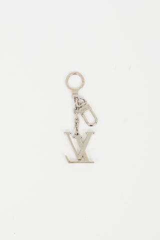 Louis Vuitton Silver Metal LV Initials Keychain