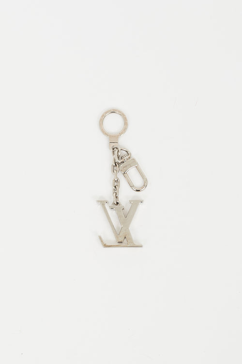 Louis Vuitton Silver Metal LV Initials Keychain