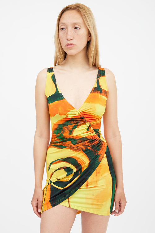 Louisa Ballou Orange 
Multi Summer Solstice Ruched Dress