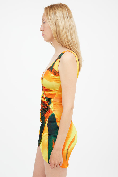 Louisa Ballou Orange 
Multi Summer Solstice Ruched Dress