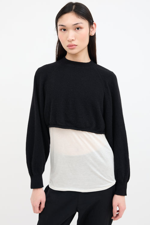 Loulou Studio Black Cashmere Cropped Bocas Sweater