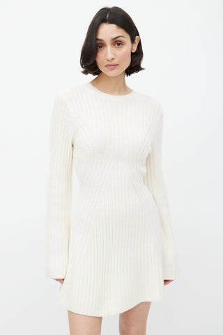 Loulou Studio Beige Wool Ribbed  Dress