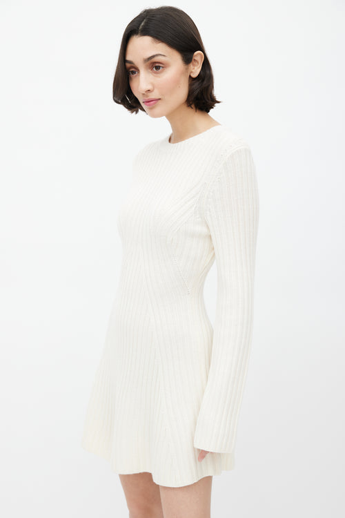 Loulou Studio Beige Wool Ribbed  Dress