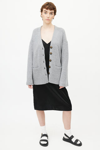 Loulou Studio Grey Wool Knit Cardigan