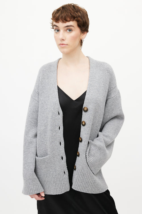 Loulou Studio Grey Wool Knit Cardigan