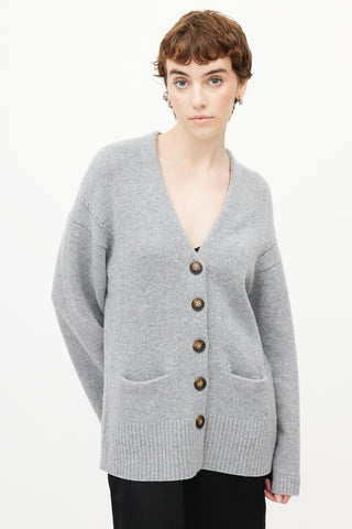 Loulou Studio Grey Wool Knit Cardigan